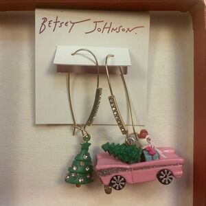Betsey Johnson Pink and Green Holiday Earrings